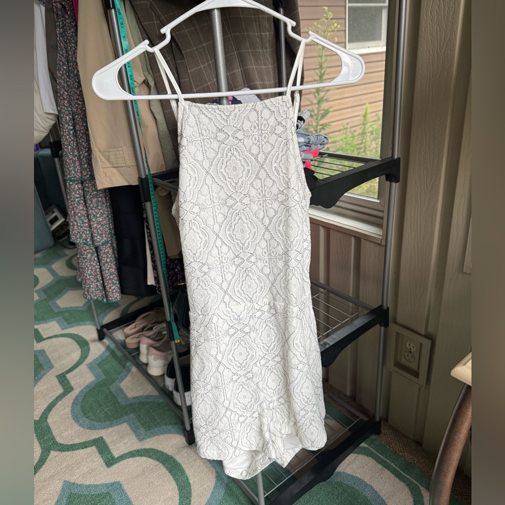 Bebe White Lace Backless romper